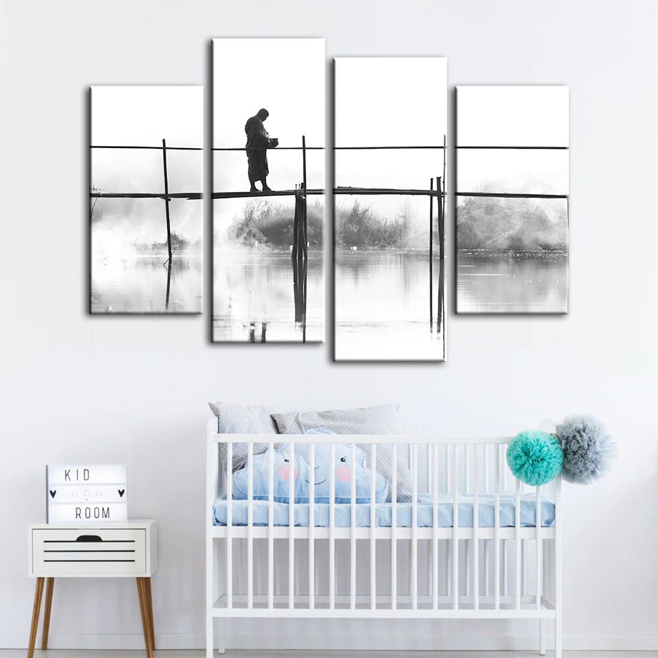 Bridge Walking 4 Piece - Canvas Wall Art Painting | Bowlift