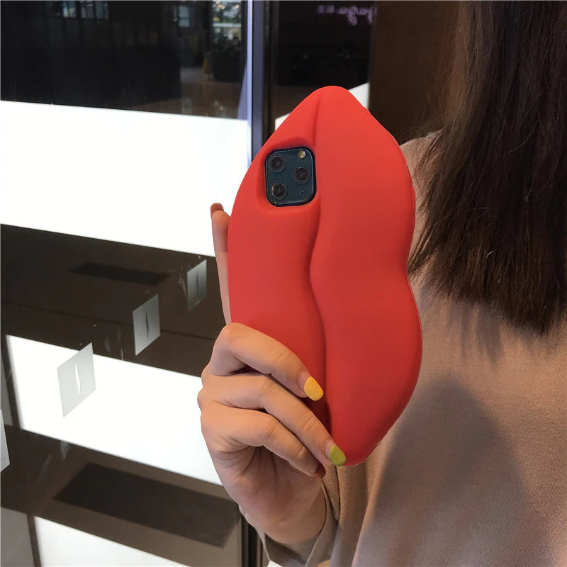 BowLift | 3D Big Red Lip Mouth Kiss Soft Silicone Shoulder Iphone Cases