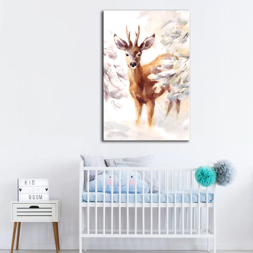 Young Elegant Deer - Canvas Wall Art Painting | Bowlift