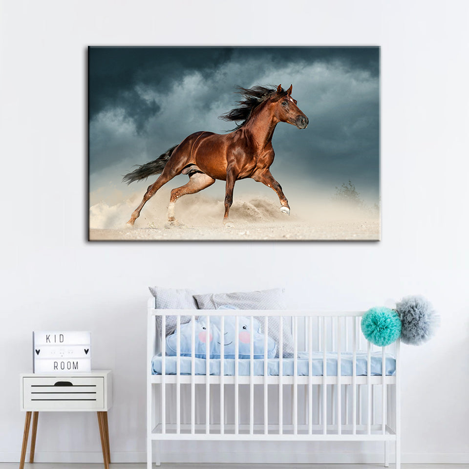 Brown Horse In Desert- Canvas Wall Art Painting | Bowlift