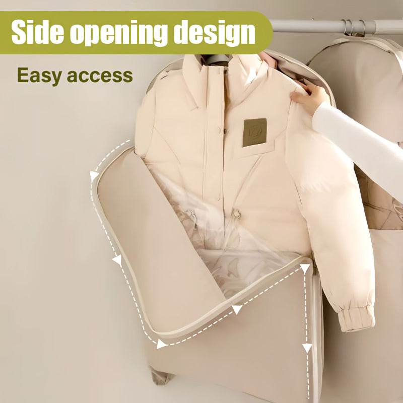 BowLift | Space saving hanging garment bag with self-compressing zipper