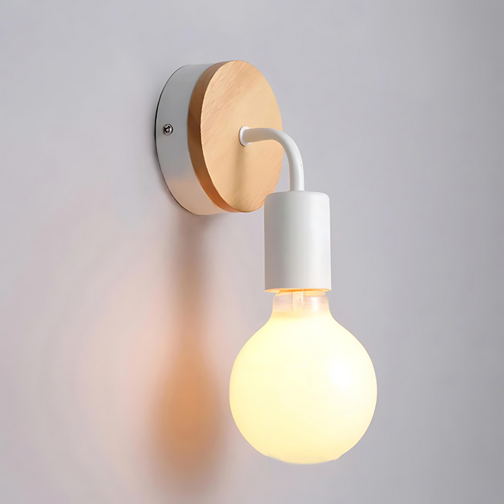 LumiEra - Elegant wall lamp made of iron and wood in Nordic style | Bowlift