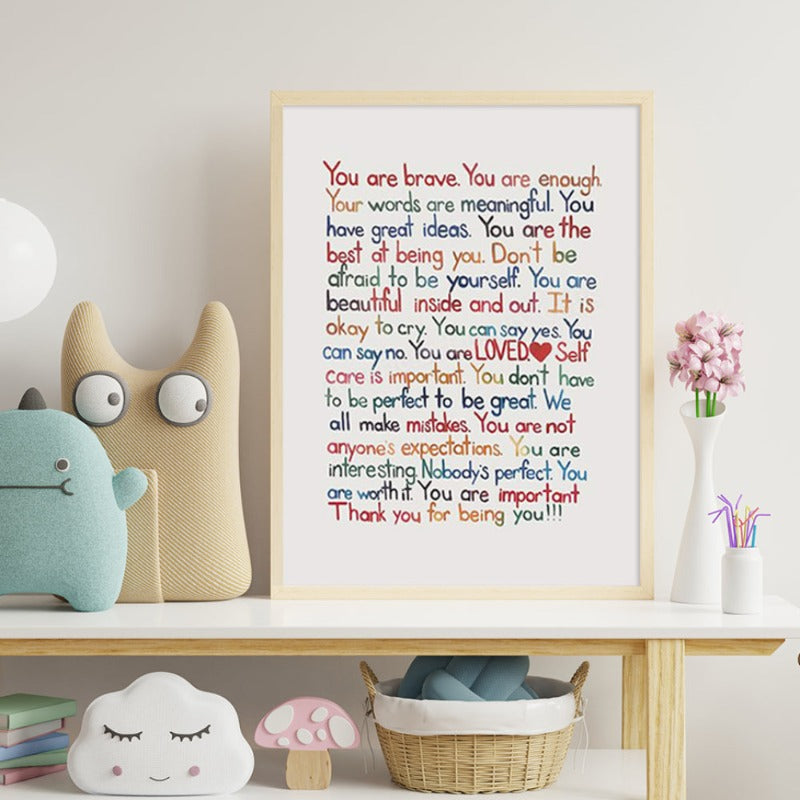 You Are Enough Loved Inspirational Posters Canvas Painting Wall | Bowlift