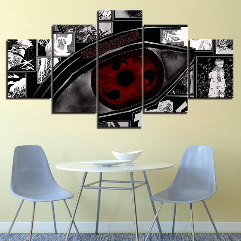 Naruto Sharingan Anime - 5 Piece Canvas Wall Art Painting | Bowlift