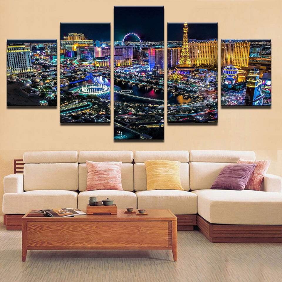 Las Vegas Lights 5 Piece - Canvas Wall Art Painting | Bowlift