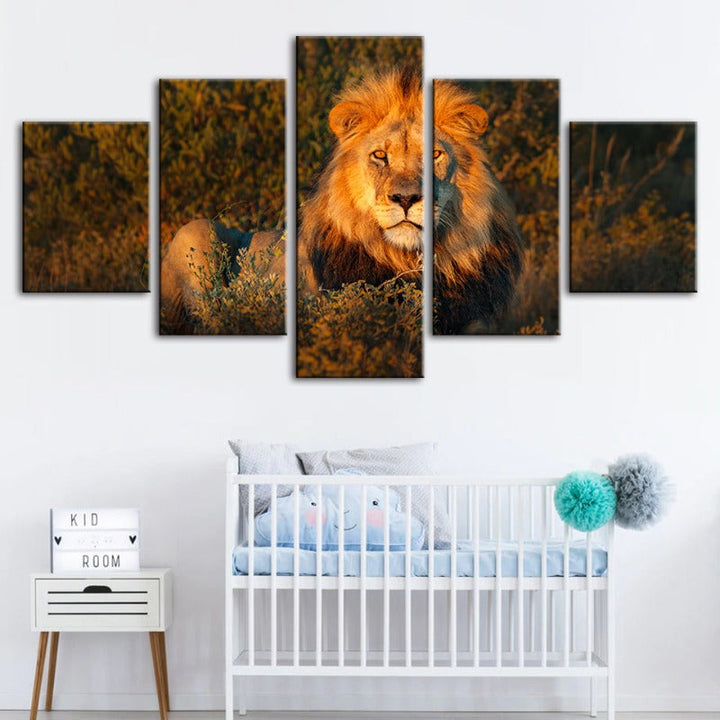 5 Piece Divine Sunset Lion - Canvas Wall Art Painting | Bowlift