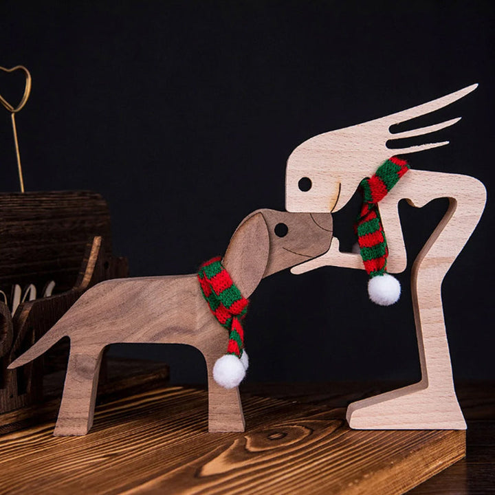 Gift For Pet Lovers - Wood Sculpture Table Ornaments - The Love Between You And Your Fur-Friend | Bowlift