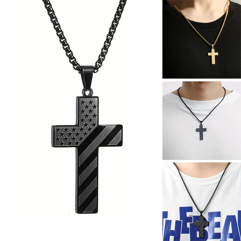 BowLift | American Flag Cross Pendant Necklace