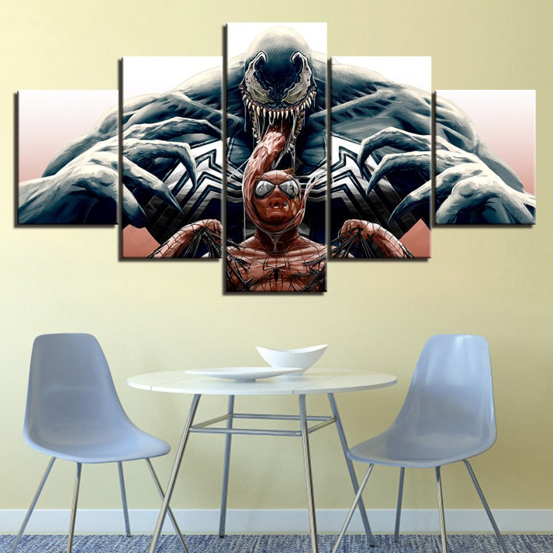 Spider Man vs Venom 5 Piece Canvas Wall Art | High-Definition Prints | Bowlift