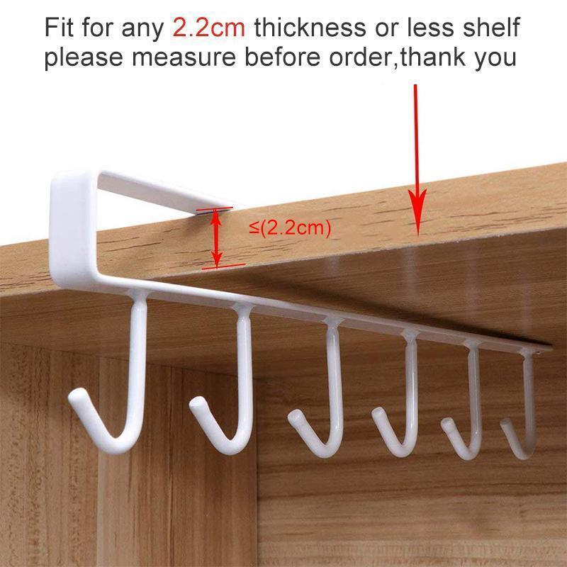 BowLift | 6 Hook Under-Cabinet Hanging Shelf