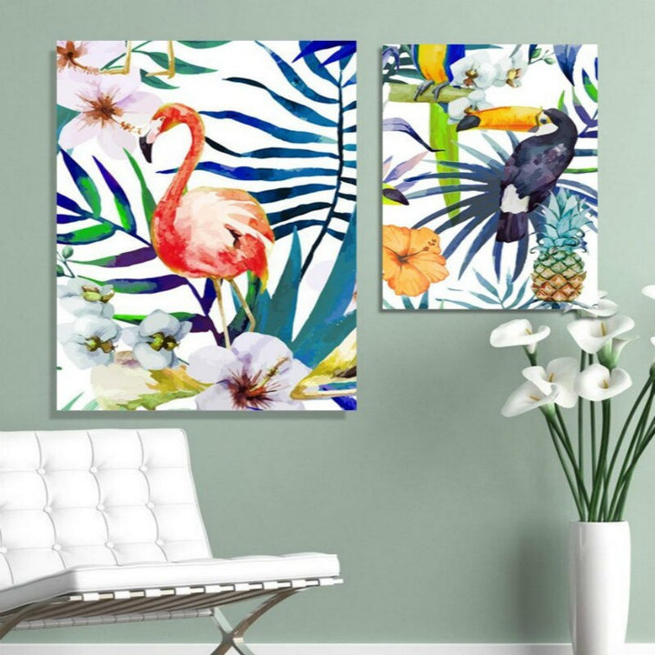 Colorful Leaves Flowers - Canvas Wall Art Painting | Bowlift