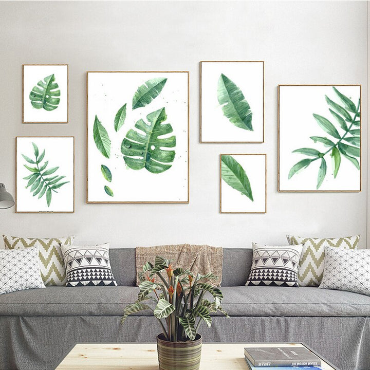 Tropical Green Leaves Plants - Canvas Wall Art Painting | Bowlift