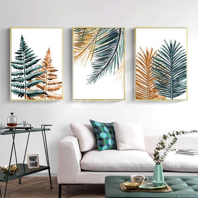 Modern Tropic Plants Leaves Print Poster - Canvas Wall Art Painting | Bowlift