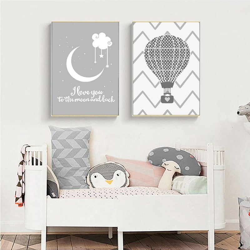Nursery I love You To The Moon And Back Air Balloon Poster | Bowlift