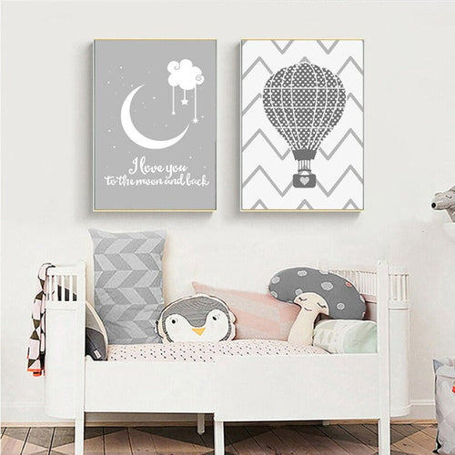 Nursery I love You To The Moon And Back Air Balloon Poster | Bowlift