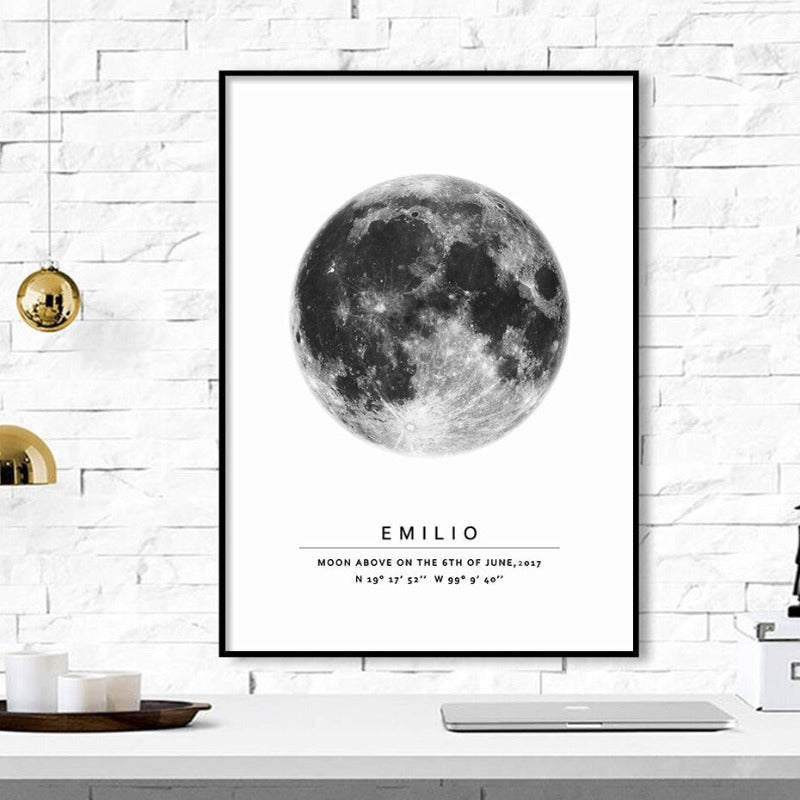 Personalized Moon Phase With Date - Canvas Wall Art Painting | Bowlift
