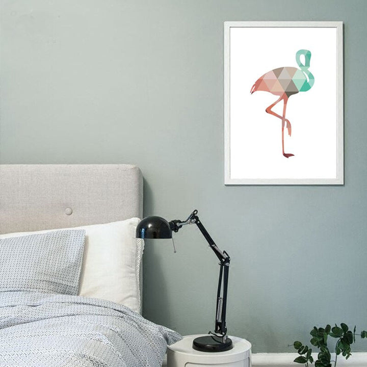 Flamingo Geometric Triangle Nursery Wall Art Painting on - Canvas Wall Art Painting | Bowlift