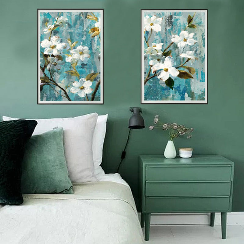 Apple White Flower Pictures - Canvas Wall Art Painting | Bowlift