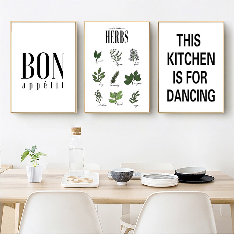 Herbs Poster Botanical Kitchen - Canvas Wall Art Painting | Bowlift
