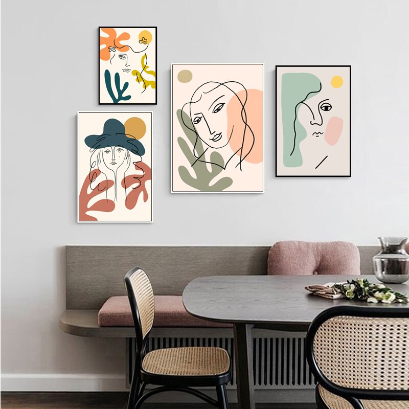 Scandinavia Abstract Figure Plants Pictures Wall Art - Canvas Wall Art Painting | Bowlift