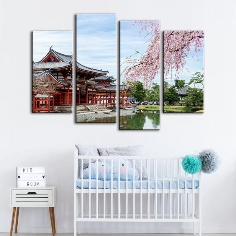 4 Piece Gorgeous Cherry Blossom - Canvas Wall Art Painting | Bowlift