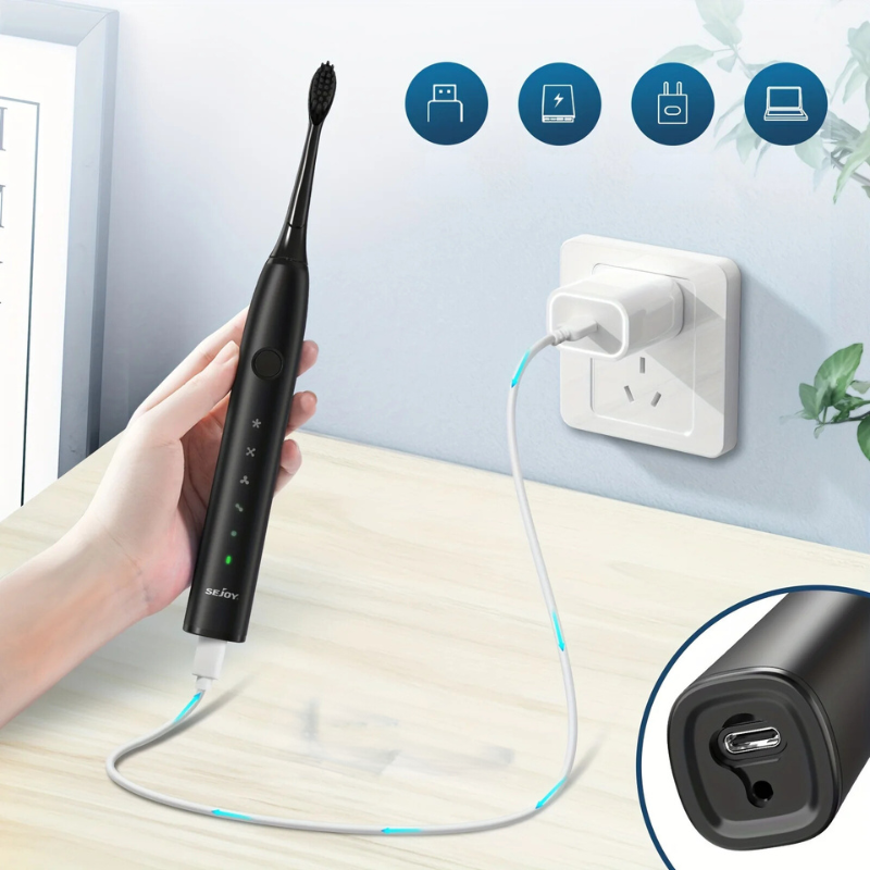 BowLift | Sonic Toothbrush Zahnoa | Ultrasonic Cleaning | Whisper Quiet & Rechargeable | 8 Replacement Brushes