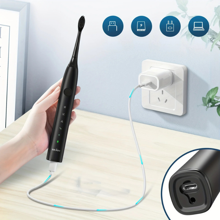 BowLift | Sonic Toothbrush Zahnoa | Ultrasonic Cleaning | Whisper Quiet & Rechargeable | 8 Replacement Brushes