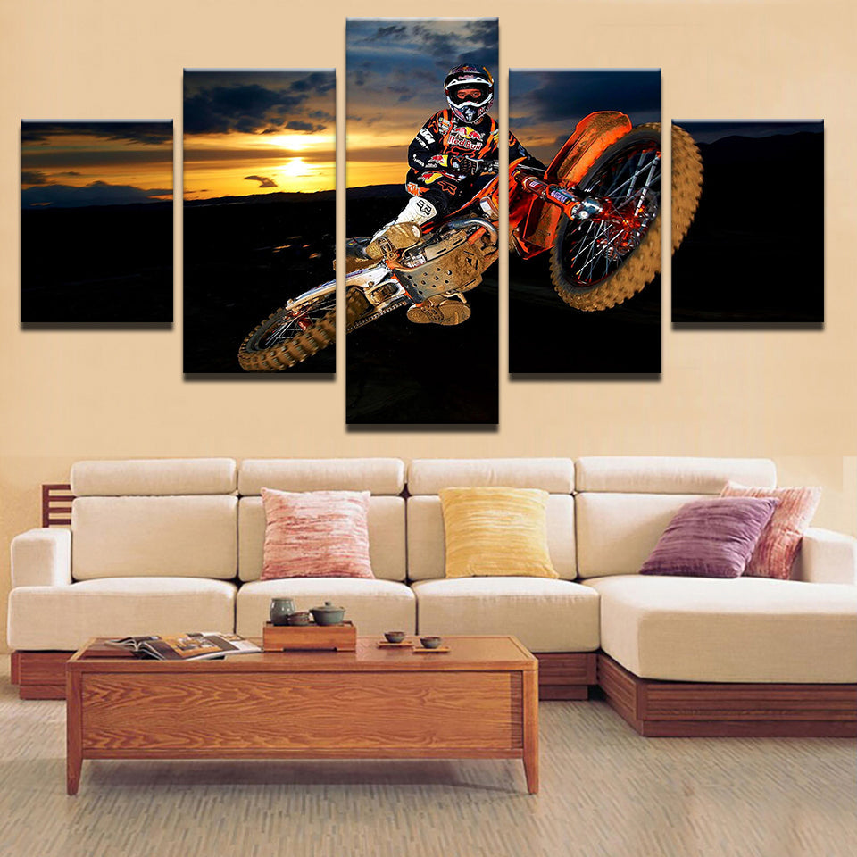 Motorbike Soaring 5 Piece - Canvas Wall Art Painting | Bowlift