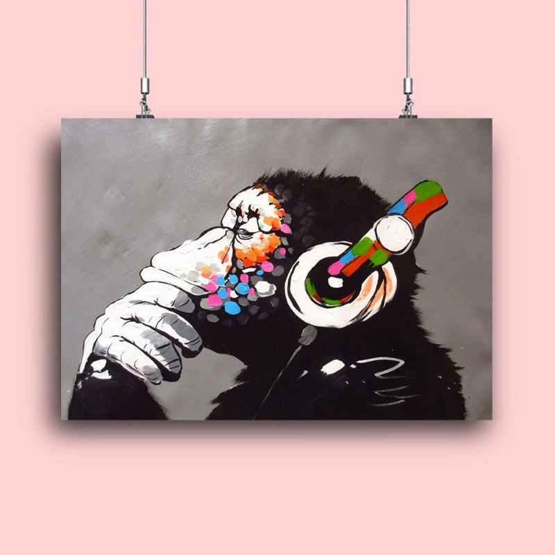 Musical Monkey - Canvas Wall Art Painting | Bowlift