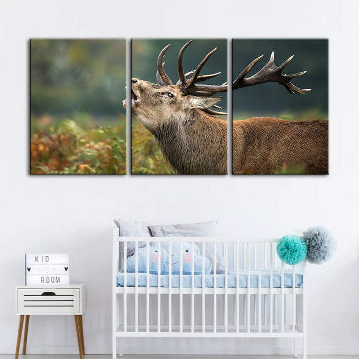 Bleating Elk - Canvas Wall Art Painting 3 Pieces | Bowlift
