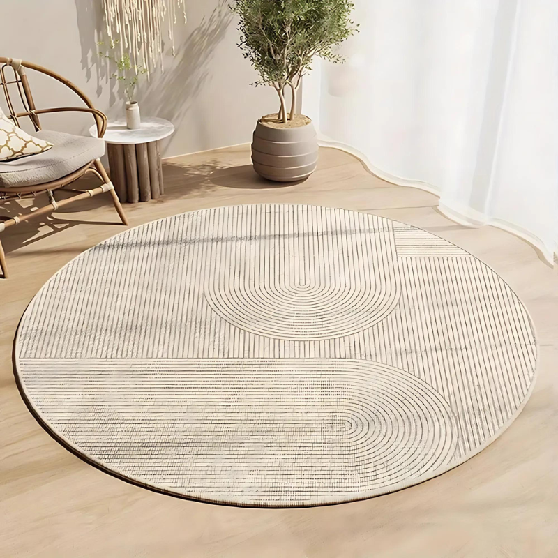 Round rug in Scandinavian design – Modern anti-slip rug for living room & bedroom | Bowlift