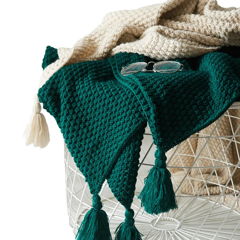 Handwoven Wool Blanket with Fringe Bowlift