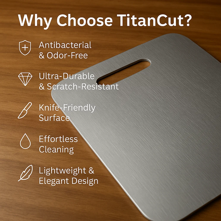 BowLift | Medical Grade Titanium Cutting Board | Durable, Non-porous Surface for Safe Food Preparation & Kitchen Use