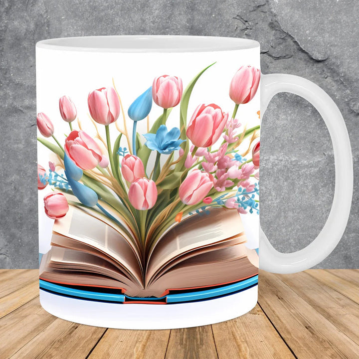 3D Artistic Beautiful Floral Books Coffee Mug - Book Lover Gift | Bowlift