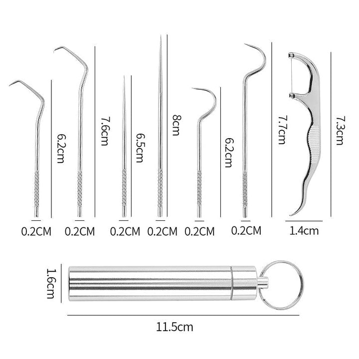 Toothpick set made of stainless steel (7 pieces) | Bowlift