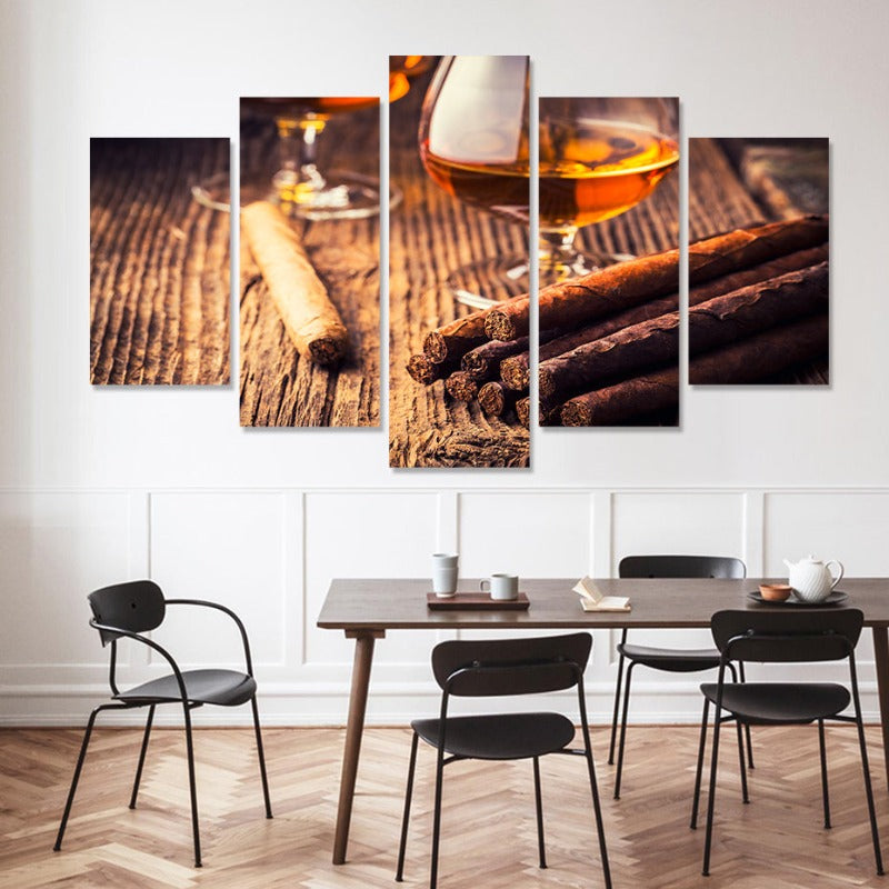 5 Piece Beautiful Brown Abstract - Canvas Wall Art Painting | Bowlift