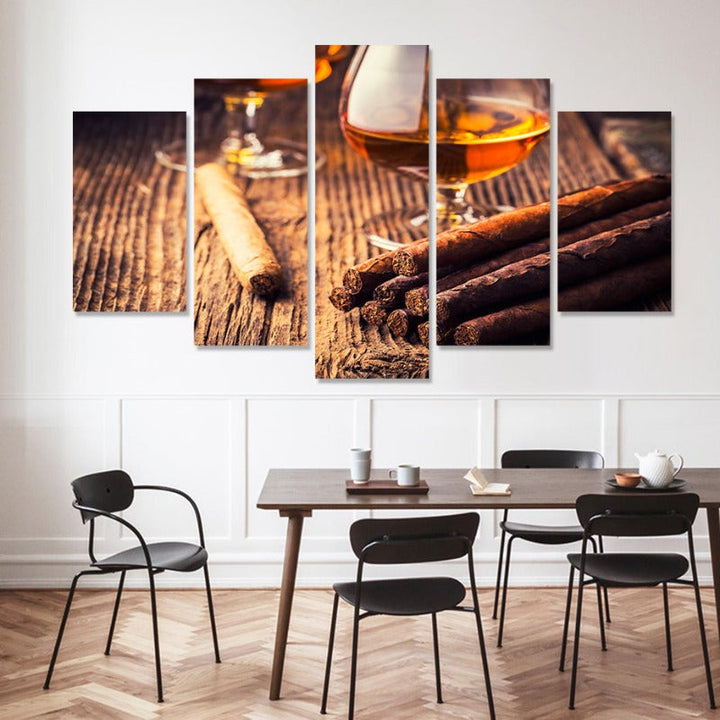 5 Piece Beautiful Brown Abstract - Canvas Wall Art Painting | Bowlift