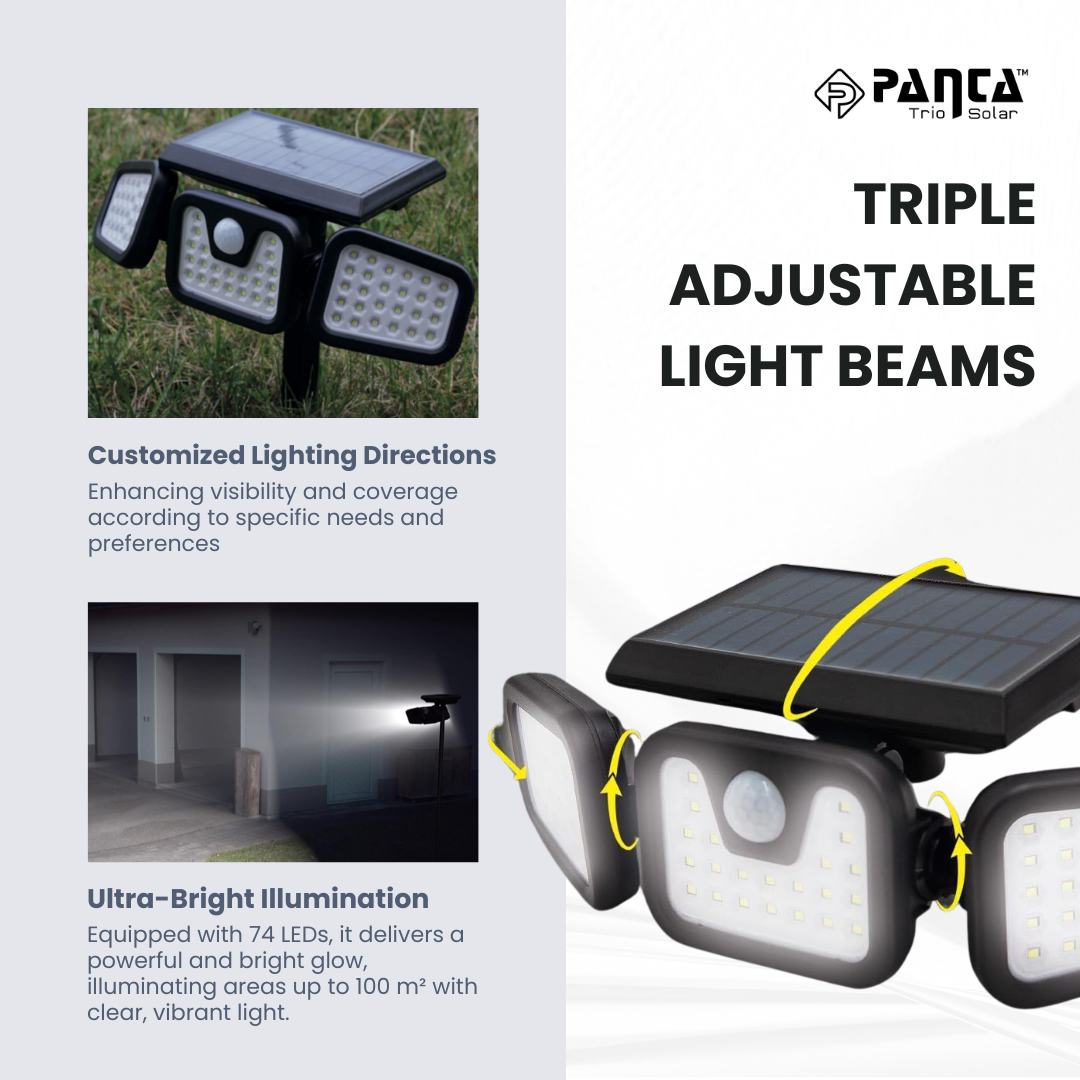 BowLift | Solar-Powered Outdoor Lights – Panta Trio with Motion Sensor for Garden & Security Lighting
