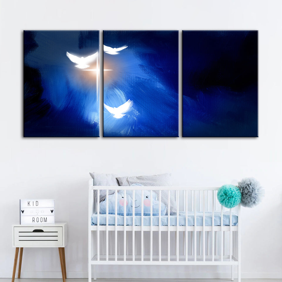 Shining Doves 3 Piece - Canvas Wall Art Painting | Bowlift