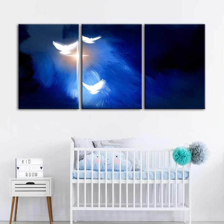 Shining Doves 3 Piece - Canvas Wall Art Painting | Bowlift