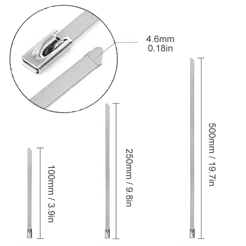BowLift | Multi-Purpose Locking Cable Metal Zip Ties (100 PCs)