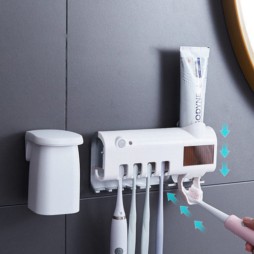 Smart UV Light Sterilizer Toothbrush Holder, WaII Mount Toothpaste Dispenser | Bowlift