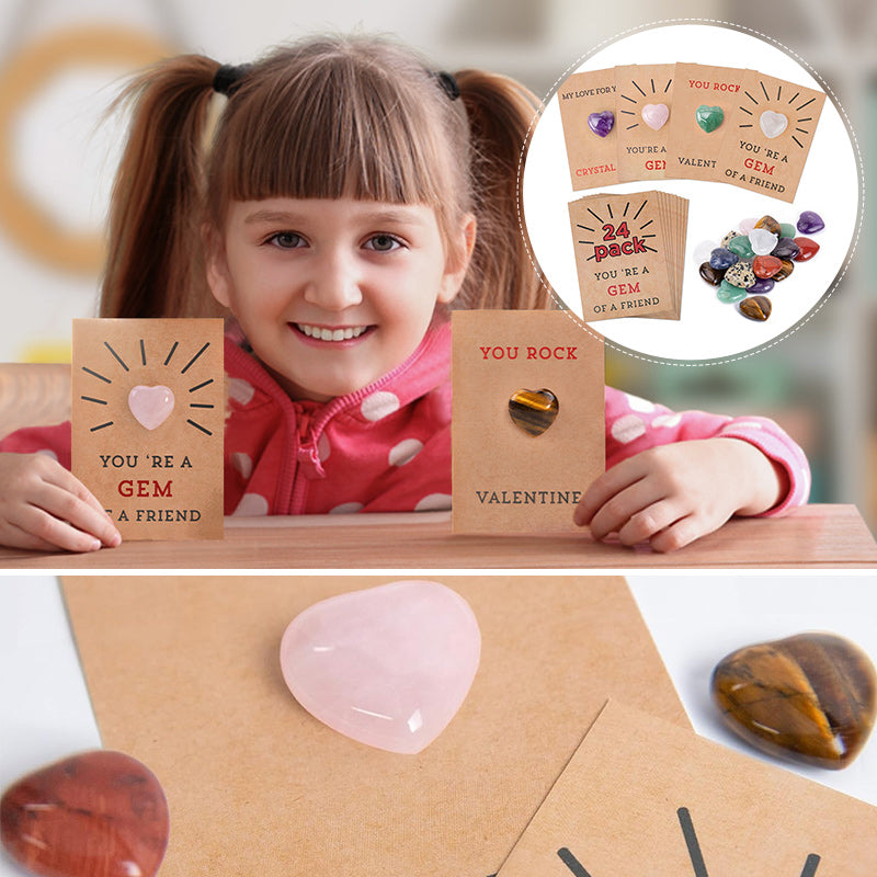 BowLift | 24-pack Valentine's Day cards with heart-shaped crystals