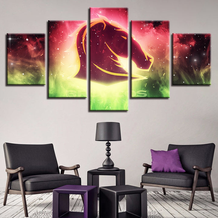 Raving Broncos 5 Piece - Canvas Wall Art Painting | Bowlift