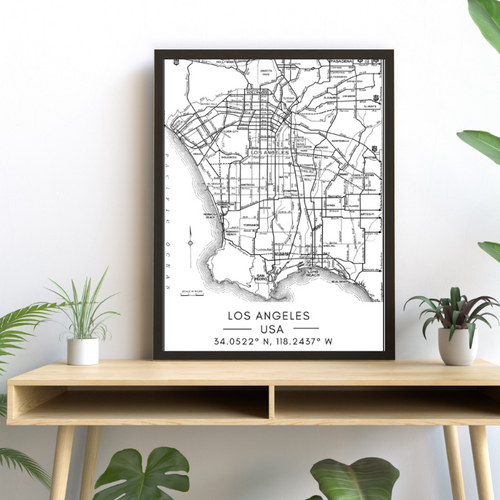 Los Angeles City Map - Canvas Wall Art Painting | Bowlift