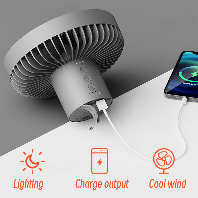 Portable Rechargeable Fan with LED and Built in Power Bank | Bowlift