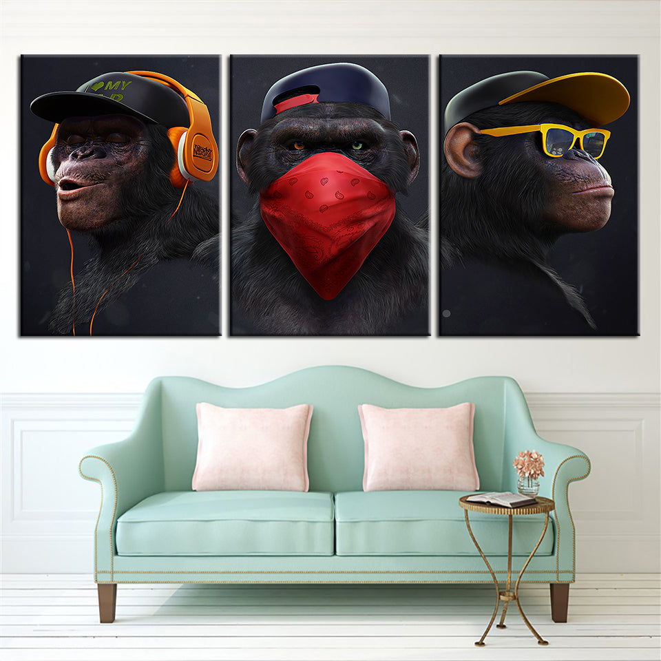 Monkey Crew 3 Piece - Canvas Wall Art Painting | Bowlift