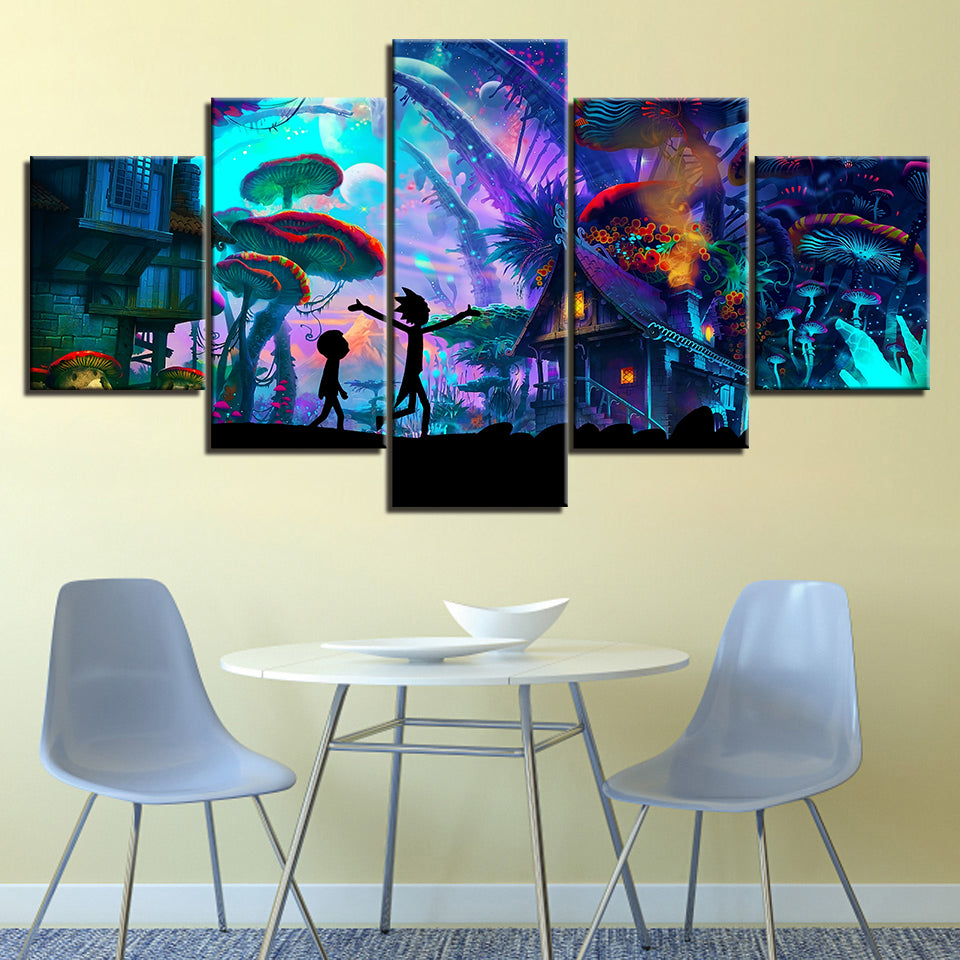 Ricky's Mushroom City - Canvas Wall Art Painting | Bowlift