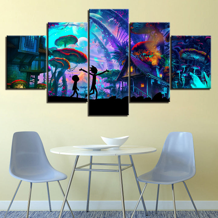 Ricky's Mushroom City - Canvas Wall Art Painting | Bowlift
