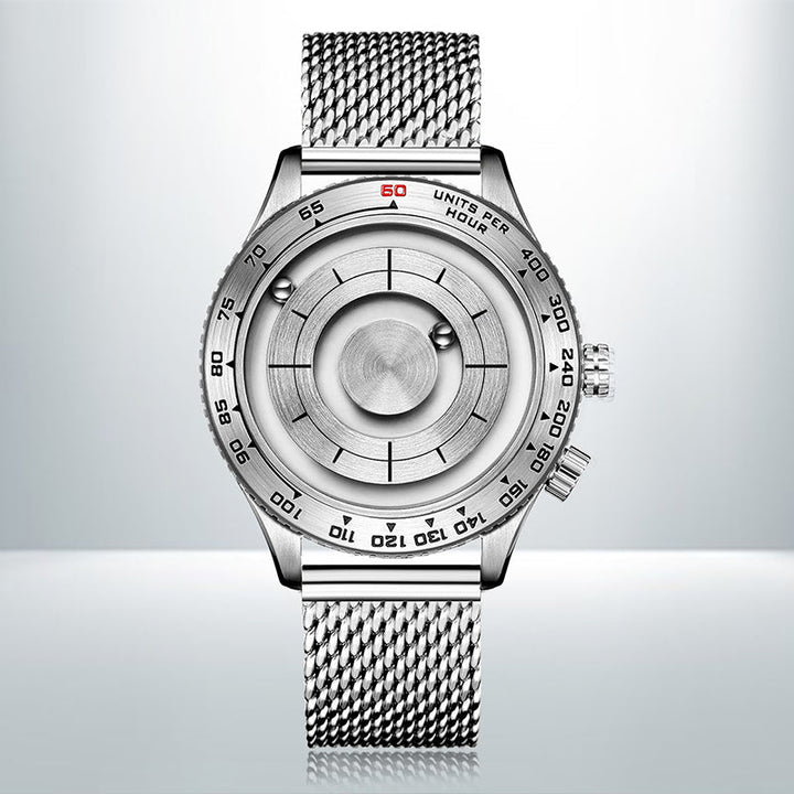 BowLift | Cool Magnetic Levitation Men Watch, with No Mirror Design, Quartz Movement, Steel Strap & Waterproof